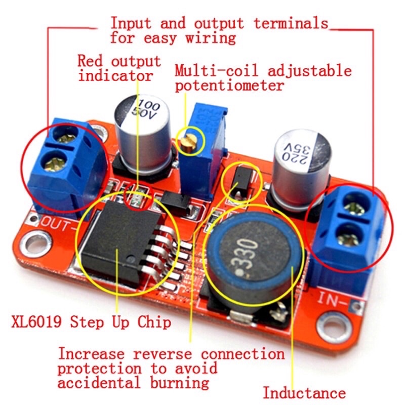 Mô Đun Tăng Áp Xl6019 5a Dc Sang Dc 3v-35v To 5v-40v