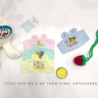 [THẮM ĐINH] Che thóp vải cotton có tai xinh xắn cho trẻ sơ sinh