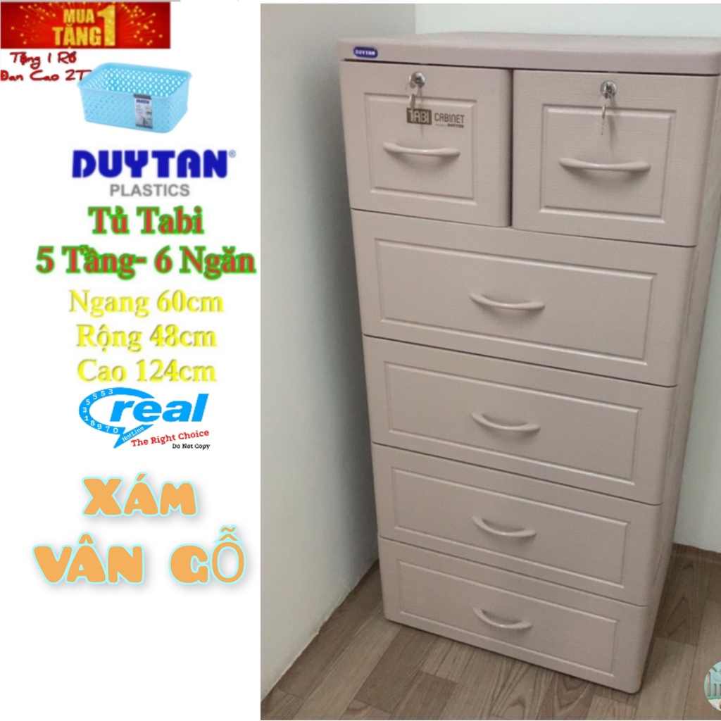 Tủ nhựa duy tân Tabi Vân Gỗ 5 tầng -6 Ngăn