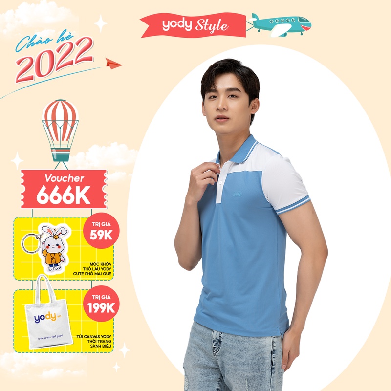 Áo Polo nam coolmax phối ngực YODY CoolMax - APM3757