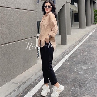 Áo sơmi đũi nâu _ sơmi đũi nữ
