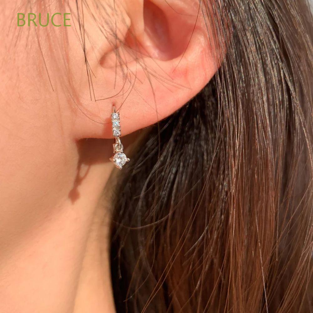 Bông tai hình tròn bằng hợp kim đính đá zircon phong cách Hàn Quốc dễ thương thời trang cho nữ