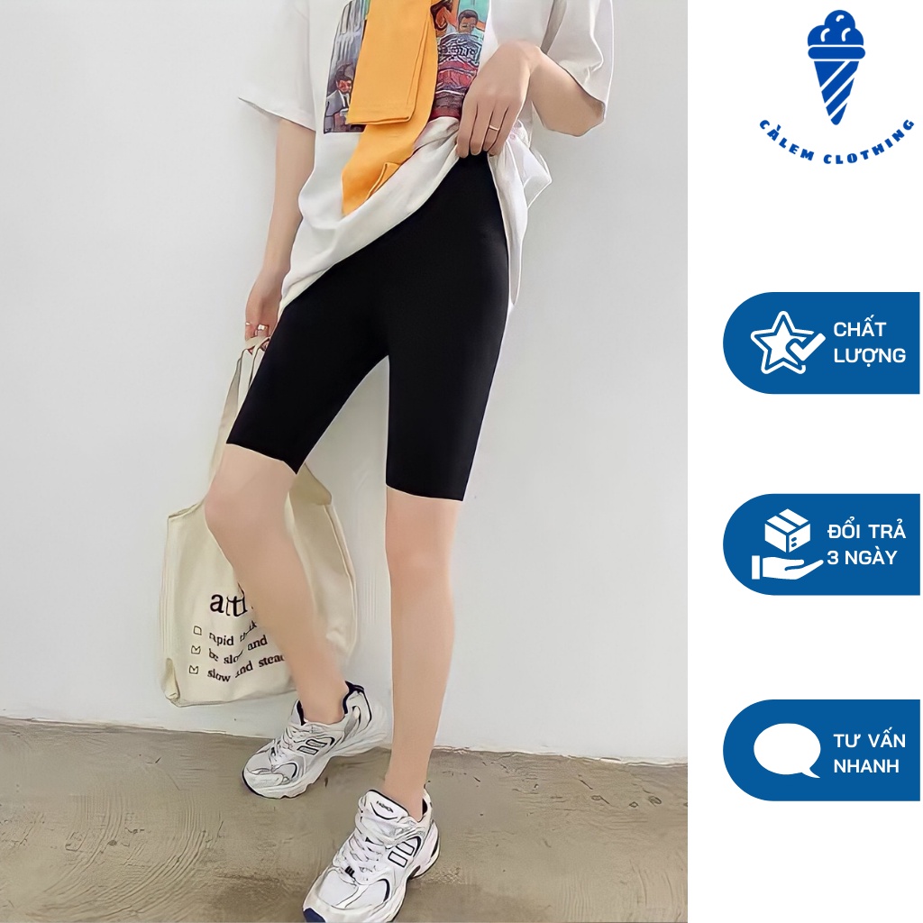 Quần biker short nữ vải thun dày dặn, quần legging lửng, quần legging ngố, quần legging nữ vải cotton, quần thun nữ