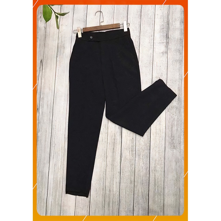 Quần baggy nữ cạp cao cúc lệch [HÀNG XỊN] - Quần baggy nữ công sở vải tuyết mưa khuy cài - Mặc đi làm đi học đi chơi