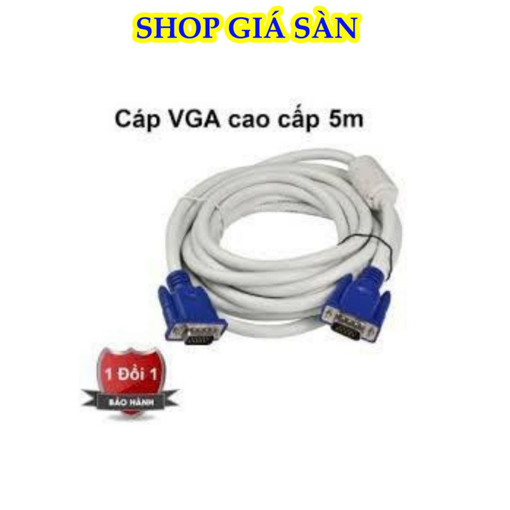 [Freeship] Dây Cáp Tín Hiệu, Dây Tín Hiệu VGA 5m Trắng Chống Nhiễu. Truyền Tín Hiệu Ổn Định. Bảo Hành 3 Tháng