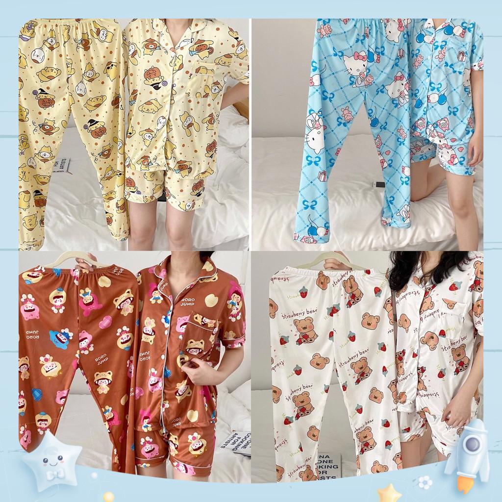 Đồ Bộ Pijama Tay Ngắn Chất Vải Thun Co Dãn 🌳 Đồ Bộ Nữ Mặc Nhà Đẹp