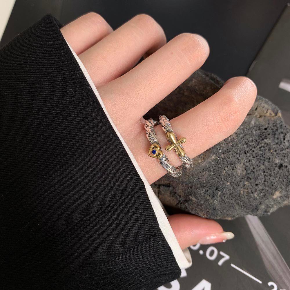 Nhẫn Hở Hình Chữ Thập Phong Cách Punk Cá Tính Cho Nữ