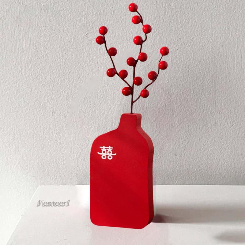 [Fenteer1] Bình Hoa Màu Đỏ Điêu Khắc Trung Tâm Trang Trí Phòng Khách Đám Cưới