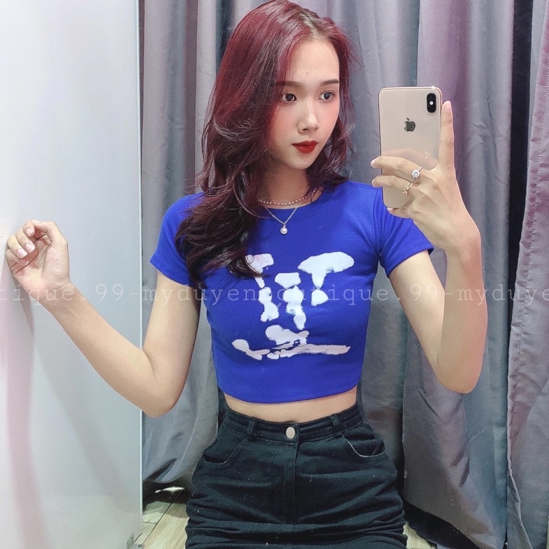 Áo Croptop Ôm BoDy Màu Xanh Coban  Co Dãn