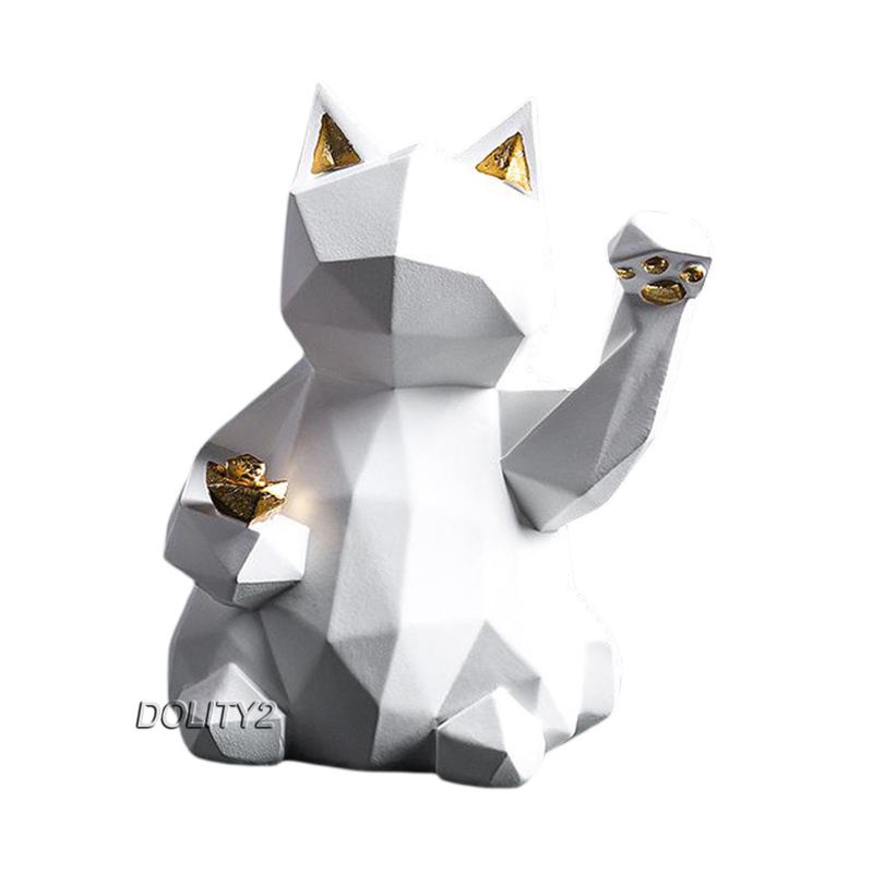 Tượng hình mèo câu may mắn phong cách hình khối Bắc Âu độc đáo