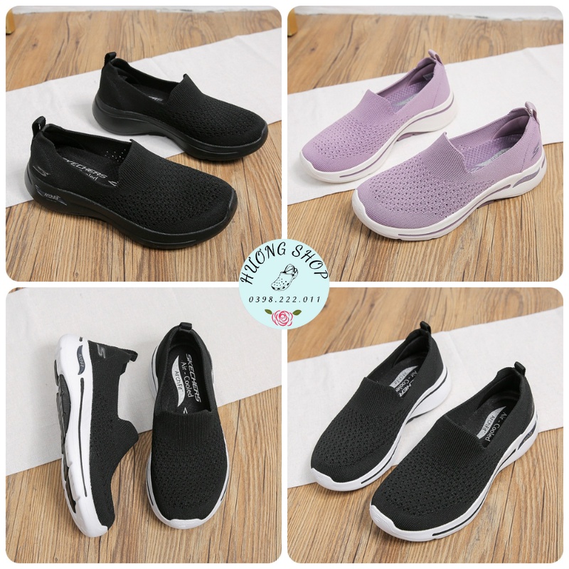 Giày Skecher nữ len lỗ ArchFit kiểu dáng thời trang, êm nhẹ, ma sát chống trơn trượt cho nữ