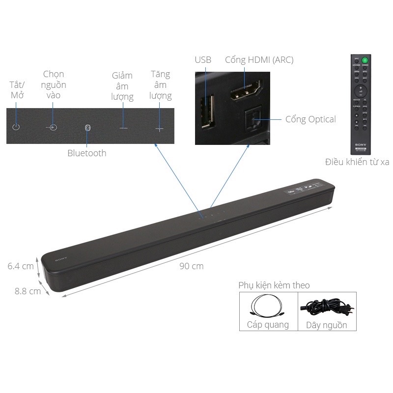 Loa thanh soundbar Sony 2.0 HT-S100F 120W hàng chính hãng