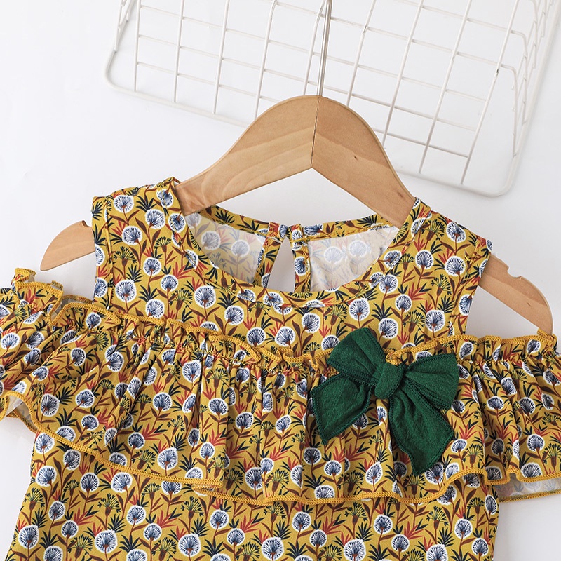 Combo bộ đồ bé gái 4-7 tuổi áo trễ vai quần đùi set mùa hè thời trang cho bé trẻ em