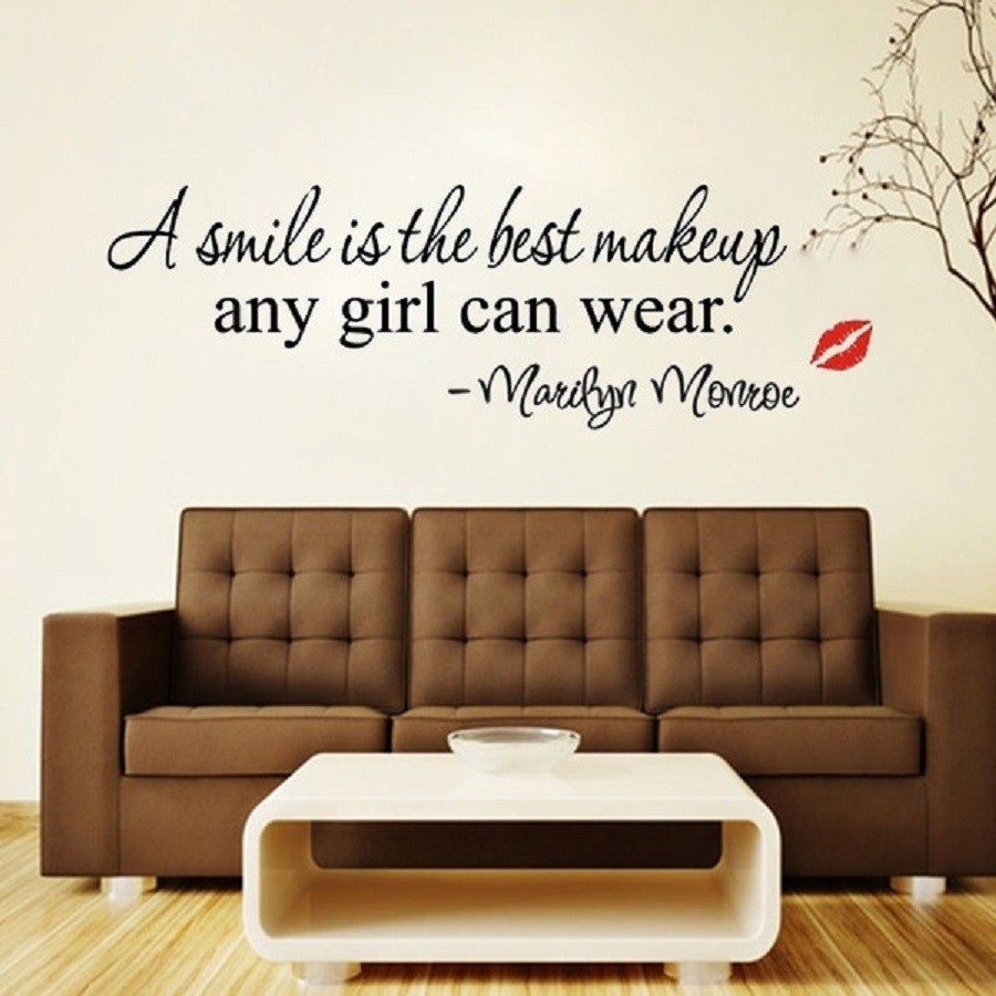 Decal dán tường chữ truyền động lực A SMILE IS THE BEST MAKE UP ENY GIRL CAN WEAR