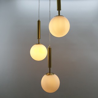 Đèn thả chao cầu thủy tinh trắng đui đồng TH210G1