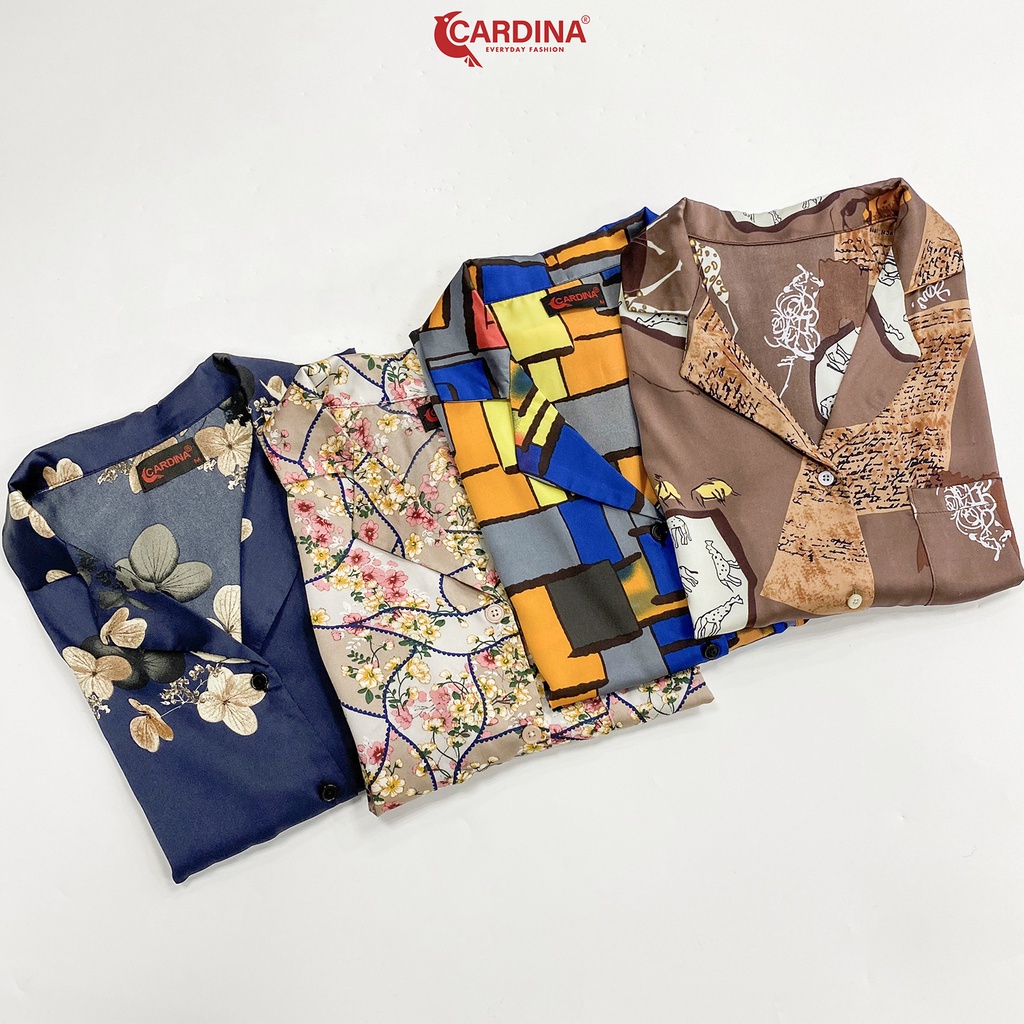 Đồ Bộ Pijama Nữ 𝐂𝐀𝐑𝐃𝐈𝐍𝐀 Chất Lụa Satin Nhật Cao Cấp Họa Tiết Độc Đáo 2SF10