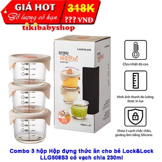 Combo 3 hộp đựng thức ăn cho bé lock&lock llg508s3 có vạch chia 230ml