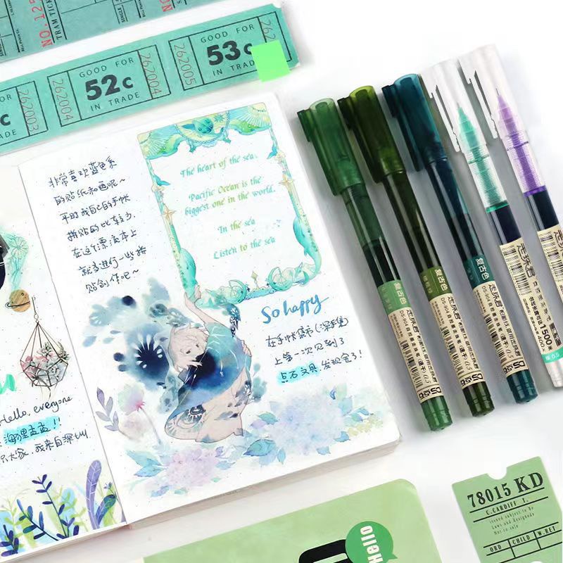Bút Bi Nước Mực Gel DS 904 Nhanh Khô Ngòi 0.5mm 18 Màu Dùng Trong Văn Phòng Học Sinh Ghi Chú Take Note Vẽ Tranh Tiện Lợi