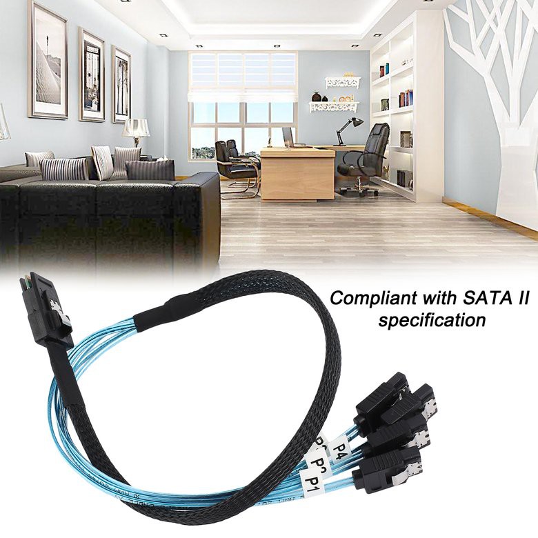 Cáp Chuyển Đổi Đầu Sas 4i Sff-8087 36p 36-pin Sang 4 Sata 7-pin 0.5m