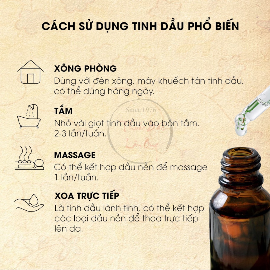 Tinh dầu Sả Chanh 20ml, đuổi muỗi, côn trùng, xông phòng, thiên nhiên nguyên chất - Thuốc Bắc Lãn Ông