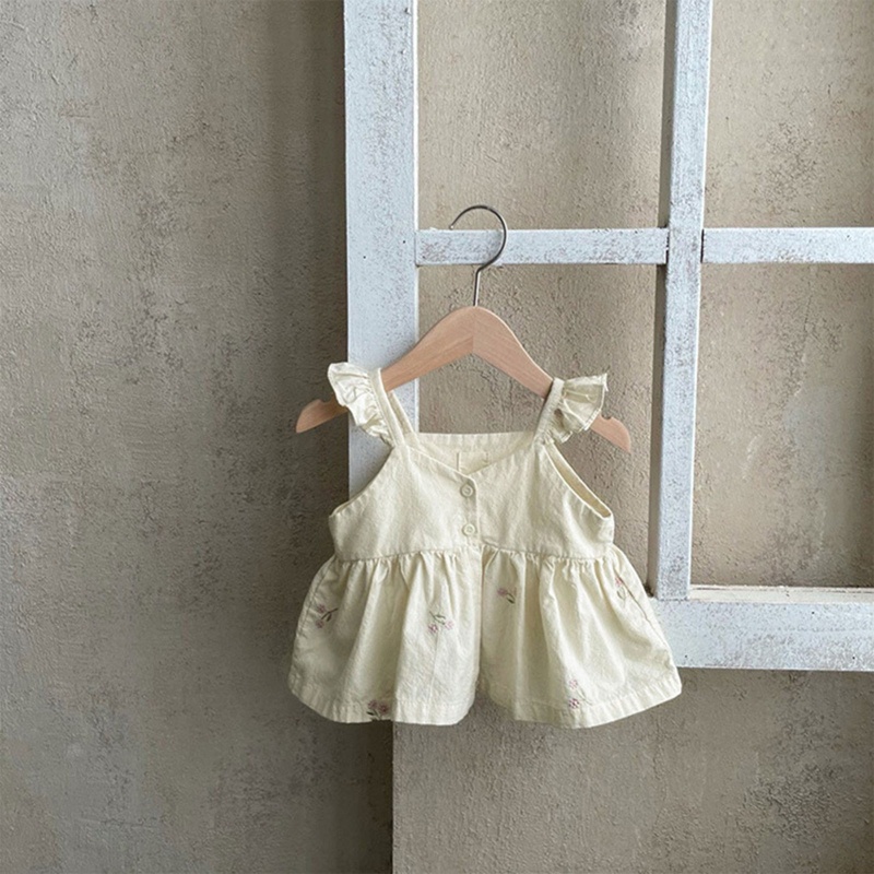 Set Áo Hở Vai Thêu Họa Tiết Phối Quần Short Thời Trang Xinh Xắn Cho Bé Gái