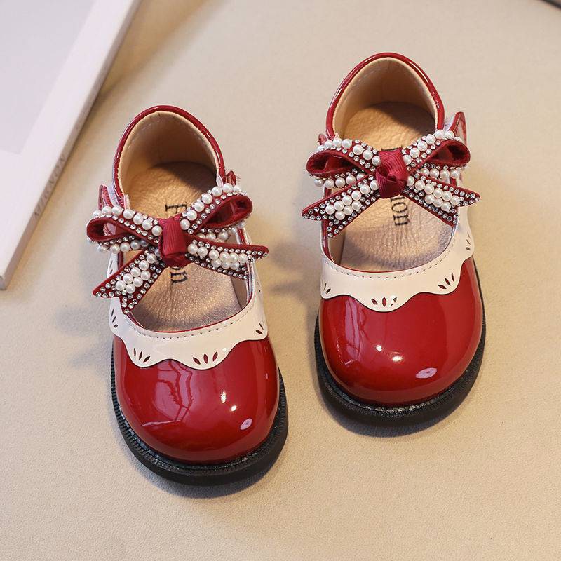 Giày búp bê đính nơ kèm hạt lấp lánh cho bé gái phong cách Hàn Quốc, mẫu hot 2022 - Hàng Quảng Châu Cao Cấp (H615)