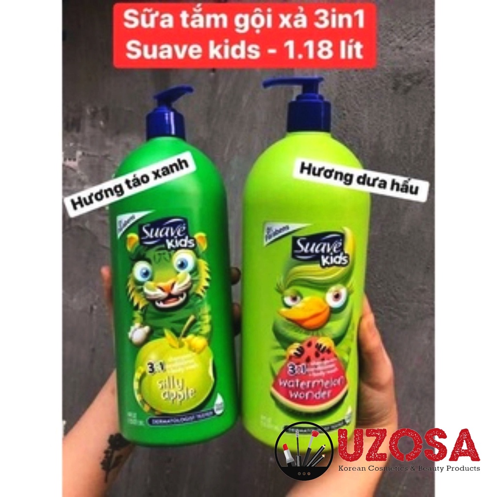 Sữa tắm Suave Kids 3 trong 1 tắm gội xả hương trái cây táo dưa hấu chăm sóc bé yêu toàn diện HÀNG AIR MỸ UZOSA SUT02