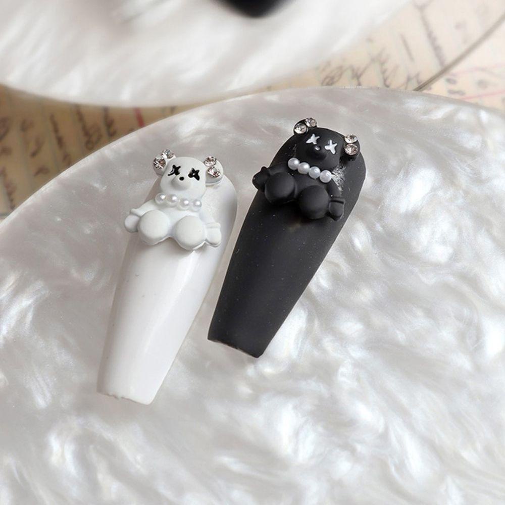 Bộ 5 Phụ Kiện Trang Trí Móng Tay Hình Gấu 3D Dễ Thương