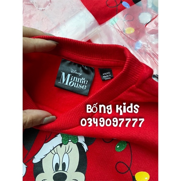 Áo Nỉ Bé Gái Minnie Giáng Sinh Đỏ DN