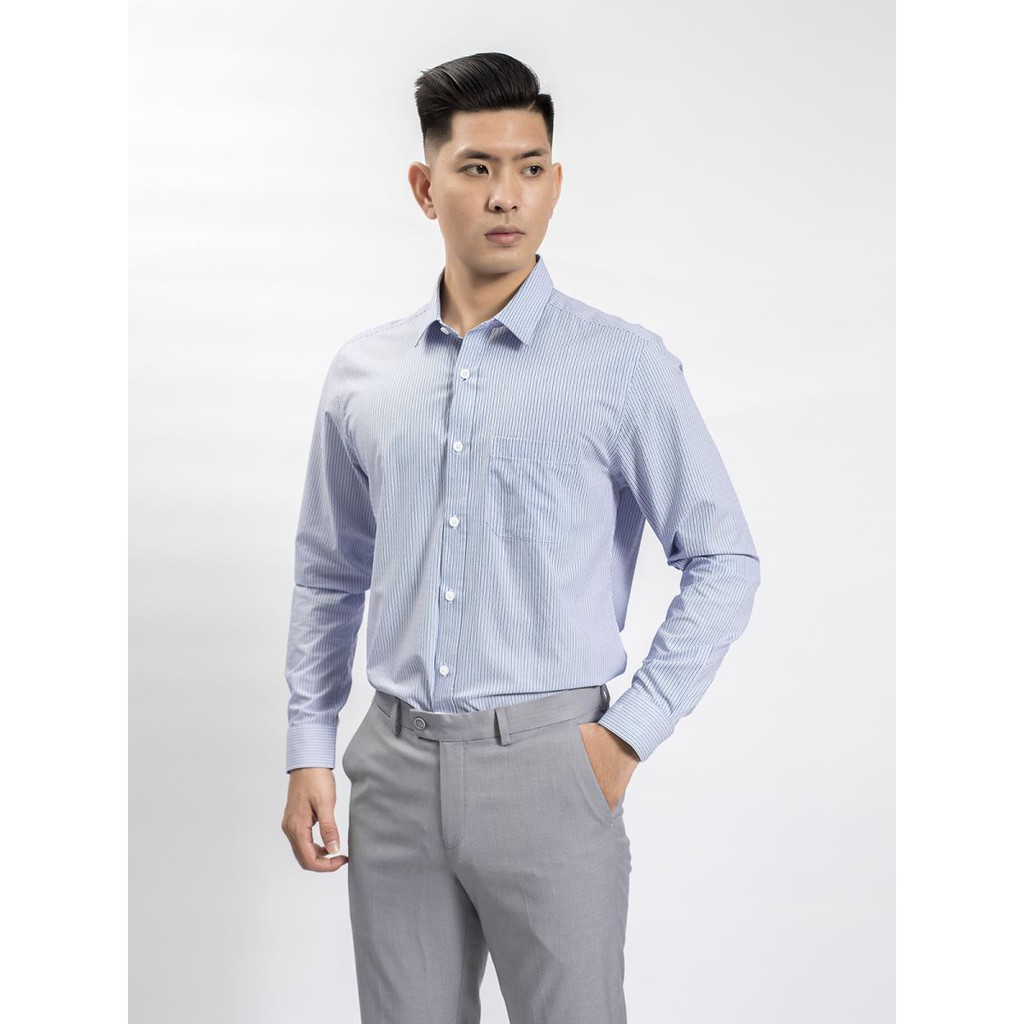 Áo sơ mi nam dài tay ARISTINO họa tiết kẻ sọc xanh đen nam tính - ALS63108
