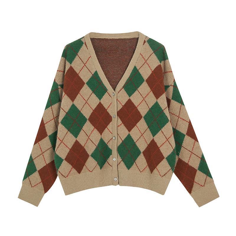 Áo cardigan kẻ phối màu xanh thổ cẩm cực xinh