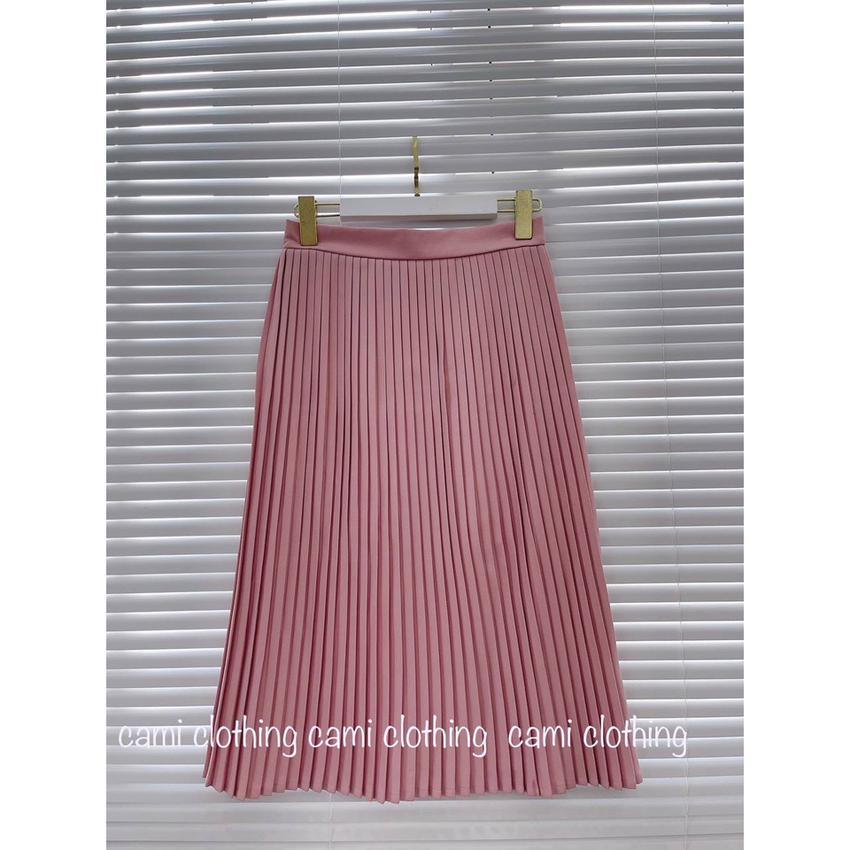 Chân Váy Dập Ly Dài Qua Gối Style Vintage Lapi VN Chân Váy Midi 2 Lớp Có Khóa Kéo, Kèm Ảnh Thật