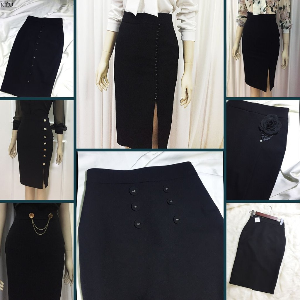 Chân váy bút chì đen nhiều mẫu💖Ảnh thật💖Chân váy công sở xẻ trước, xẻ sau | BigBuy360 - bigbuy360.vn
