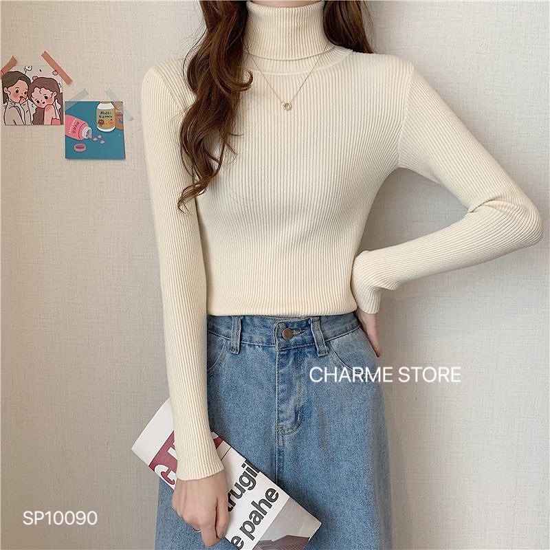 Áo len nữ trơn cổ lọ thiết kế Charme 0090 | BigBuy360 - bigbuy360.vn
