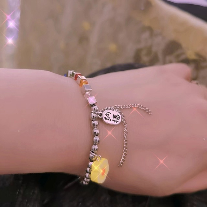 Vòng Tay Chuỗi Hạt Pha Lê Nhiều Màu Thiết Kế Hình Hoa Hello Kitty Thời Trang Cho Nữ