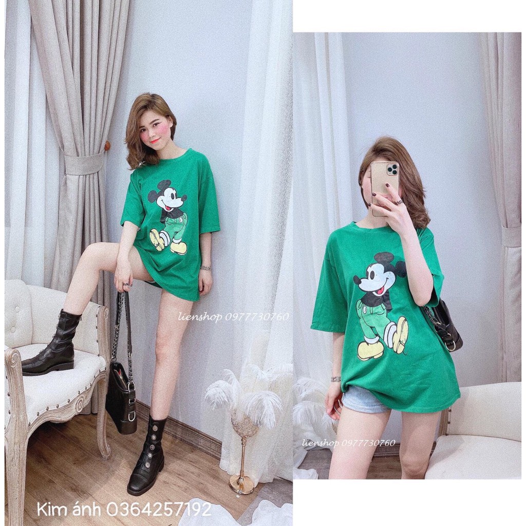 Áo Thun Mickey Dễ Thương Dáng Unisex Tay Lỡ Nam Nữ Oversize(45-75kg) HT011