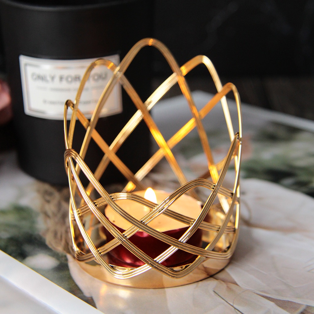 Cốc nến tealight phong cách bắc âu sắt sơn mạ vàng