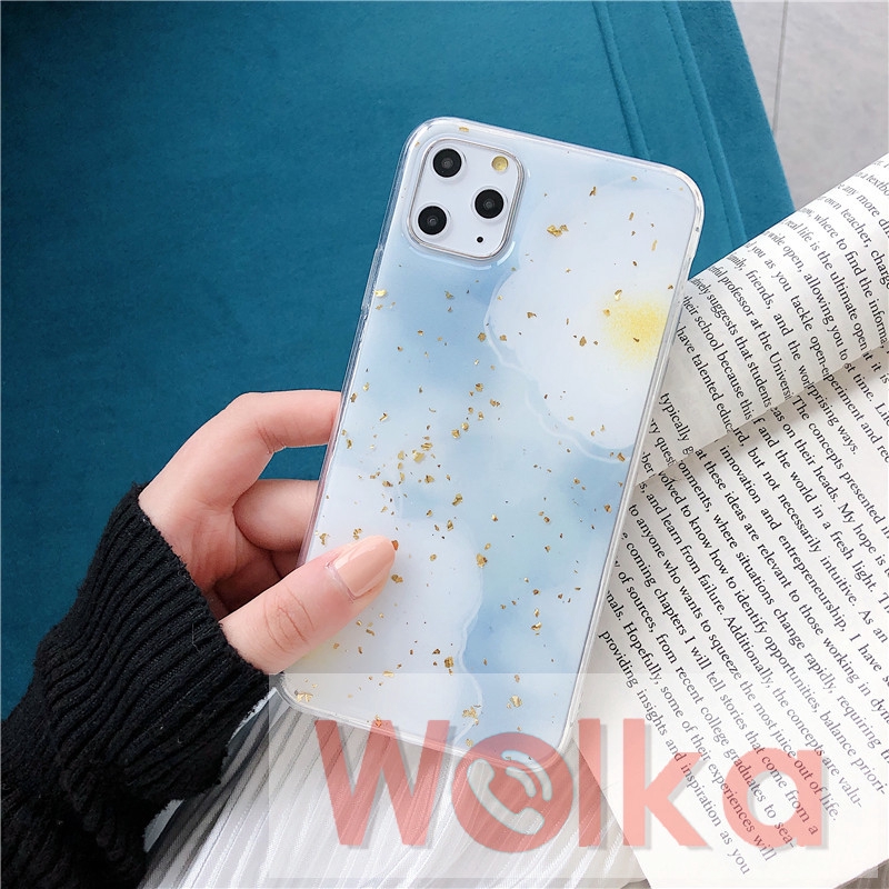 Ốp lưng bằng nhựa mềm họa tiết lá vàng lấp lánh cho iPhone 6s 6 7 8 Plus 11 Pro Max X XR XS Max iPhone 12 Pro Max 12Mini | WebRaoVat - webraovat.net.vn