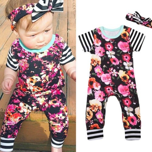 Set Jumpsuit + Băng Đô Cài Tóc Cho Bé Gái