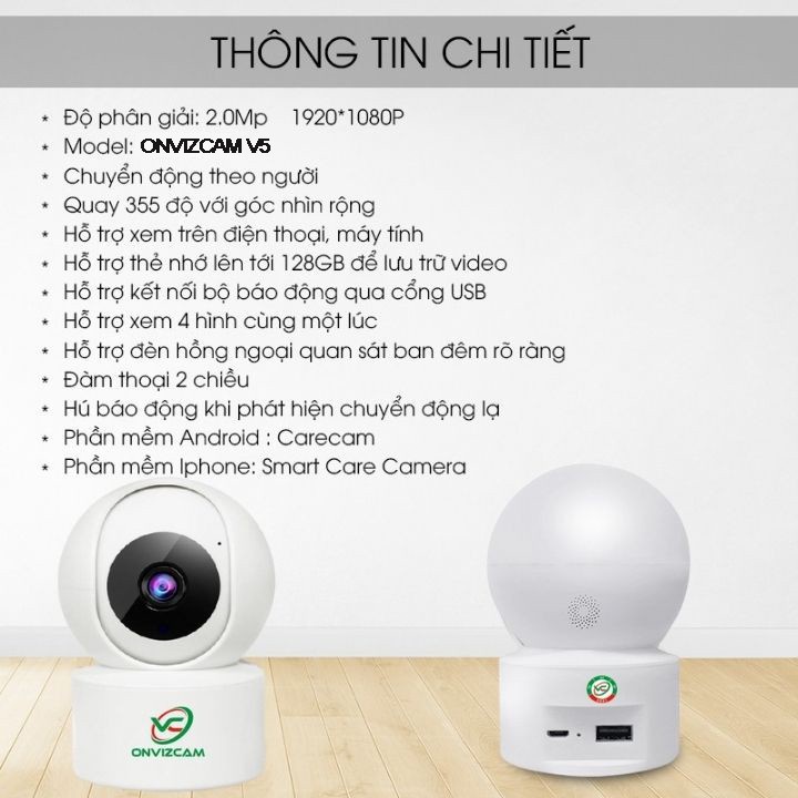 Free ship. Camera ONVIZCAM v5pro/ yh200 carecam 2022 full HD 1080P. Cảm biến theo hướng di chuyển