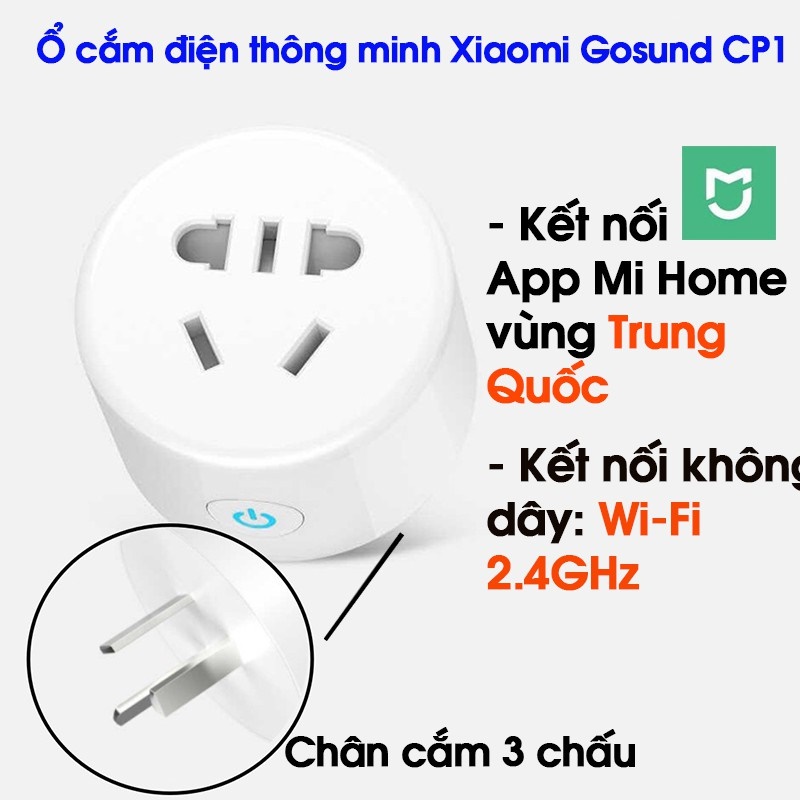 Ổ cắm điện thông minh đa năng wifi Xiaomi Gosund CP1 kết nối app hẹn giờ điều khiển từ xa bằng điện thoại 2500w