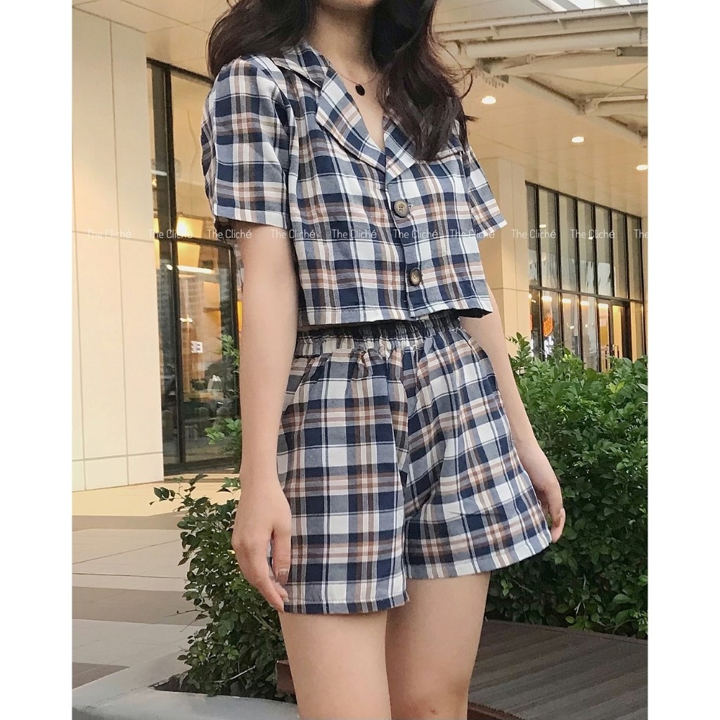 Set áo vest croptop mix quần short