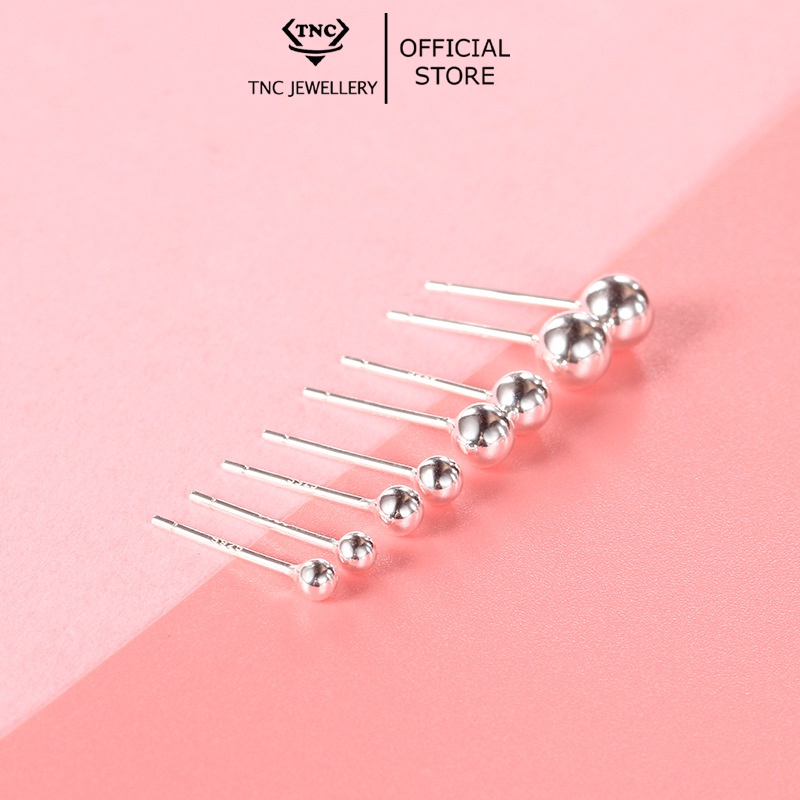 Bông Tai Bạc Nữ Đẹp Viên Đá Tròn Đơn Giản Bạc Ý 925 -Trang Sức TNC Jewellery
