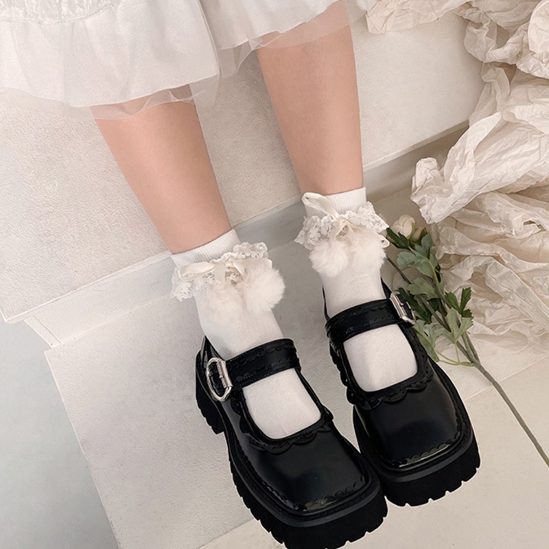 Youyo Vớ Cotton Ngắn Phối Ren Phong Cách Công Chúa Lolita Nhật Bản Dễ Thương Cho Nữ