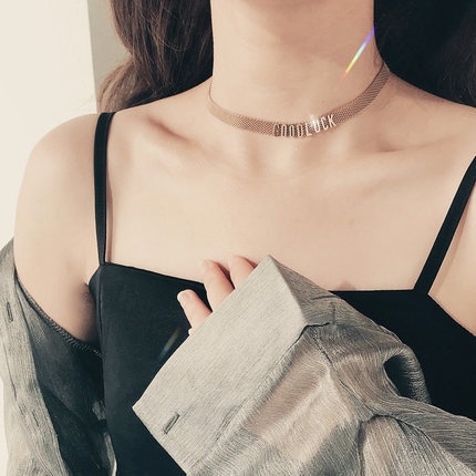 Dây chuyền thép titan màu vàng hồng 18k kiểu dáng thời trang