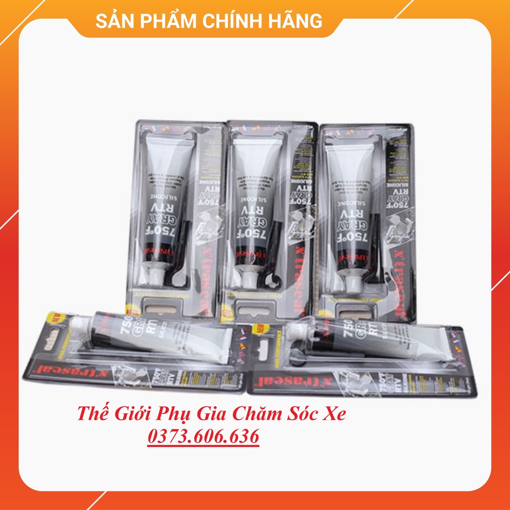 Keo chịu nhiệt, keo thế ron, keo tạo gioăng X'traseal 750F Gray RTV Silicone 85gr chính hãng