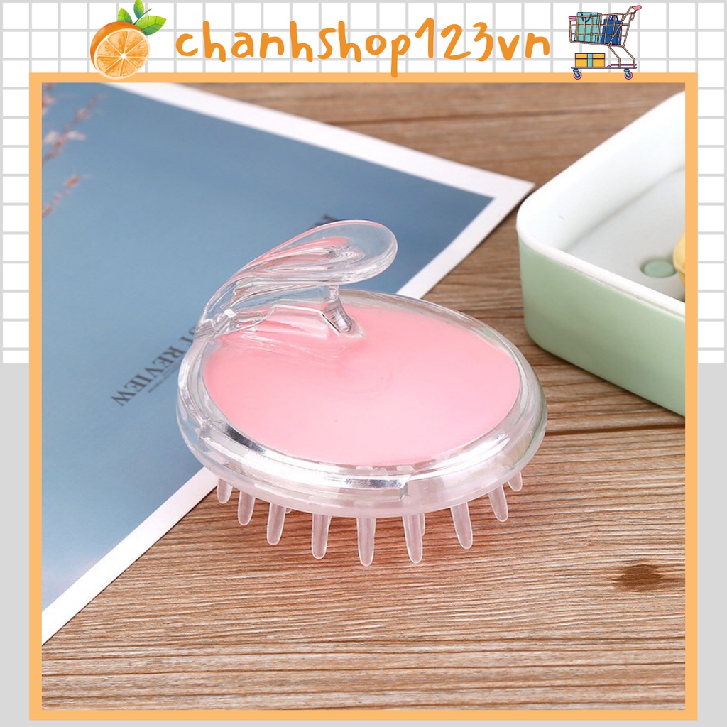 Lược silicon gội đầu mát xa da đầu tiện dụng - Bàn chải gội đầu silicon mềm giúp thư giãn da đầu - 20509