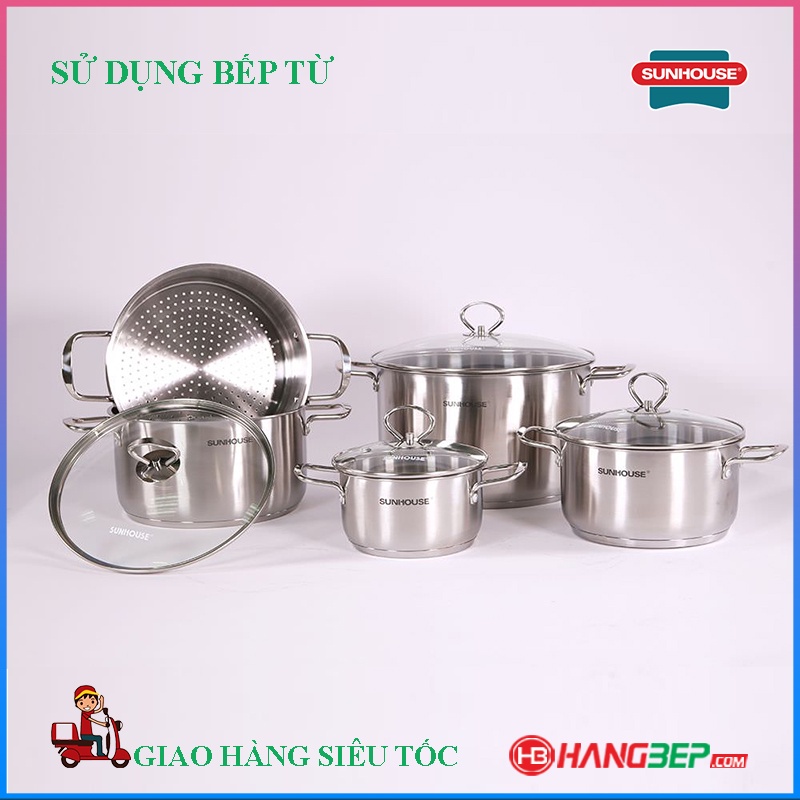 Bộ nồi xửng inox 3 đáy Sunhouse SH895