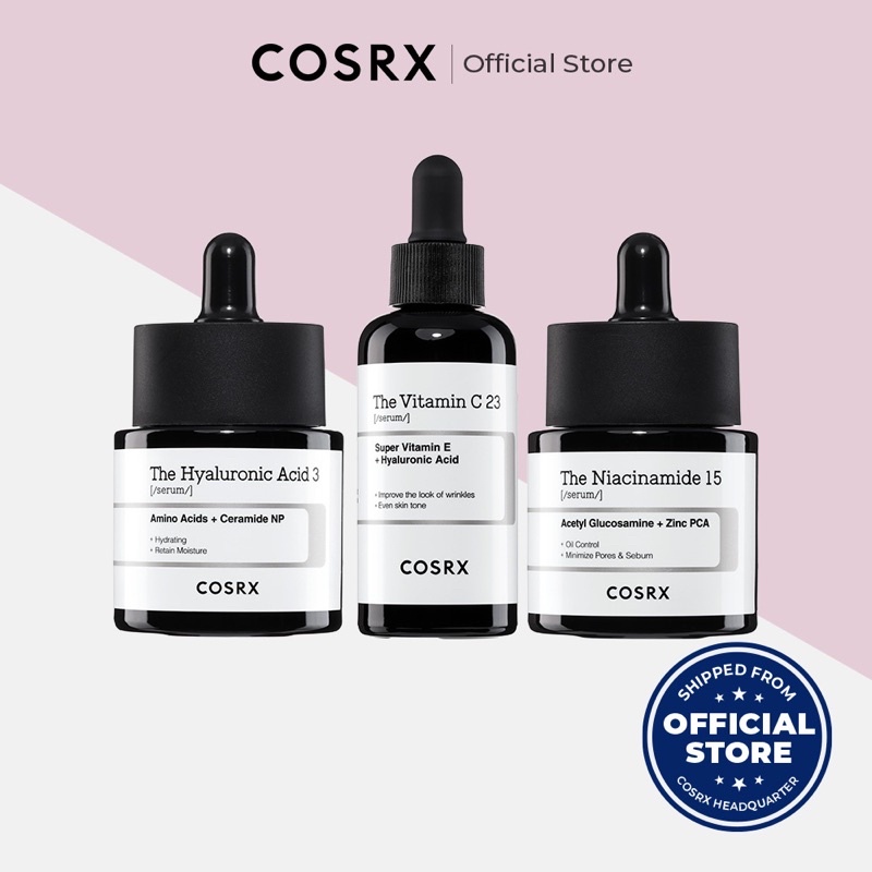 Bộ Serum COSRX The RX 20ml Niacinamide 15% chăm sóc da mụn/ Vitamin C23% cải thiện tông da/ Hyaluronic 3% làm mát dịu da