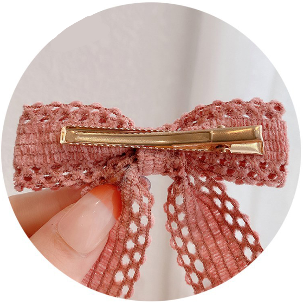 Kẹp tóc trang trí nơ ren xinh xắn dành cho nữ